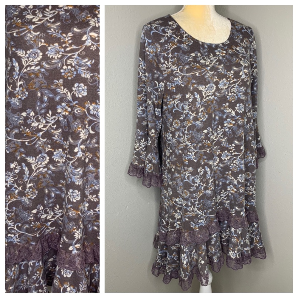 Paisley Vine Floral Purple Chic Country Lace Dress